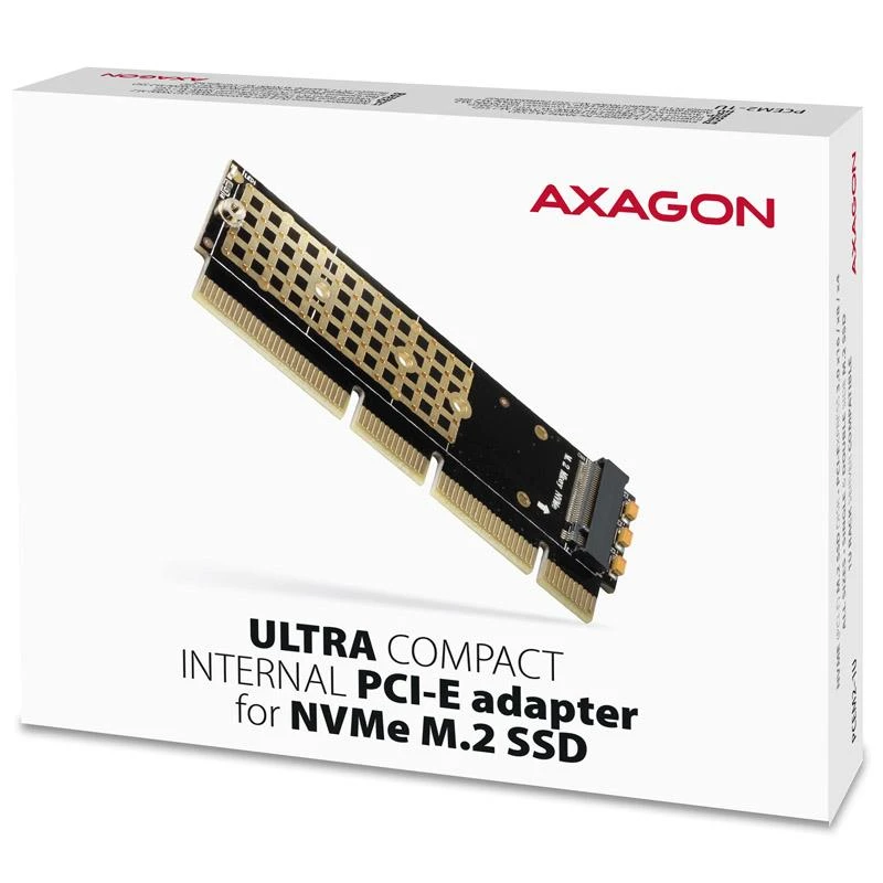 AXAGON PCEM2-1U PCI-E 3.0 16x - M.2 SSD NVMe, iki 80 mm SSD, žemo profilio 1U