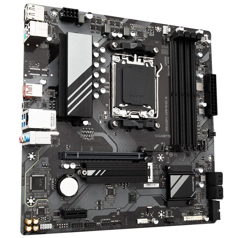 Pagrindinė plokštė Gigabyte Gigabaitas | A620M GAMING XG10 | Procesorių šeima AMD | Procesoriaus lizdas AM5 | DDR5 DIMM | Atminties lizdai 4 | Palaikomos standžiojo disko sąsajos SATA, M.2 | SATA jungčių skaičius 4 | Lustų rinkinys AMD A620 | Mikro ATX