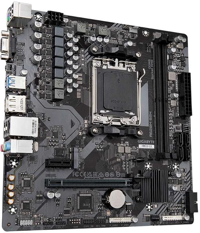 Pagrindinė plokštė Gigabyte Gigabaitas | A620M S2H 1,0 M/B | Procesorių šeima AMD | Procesoriaus lizdas AM5 | DDR5 DIMM | Atminties lizdai 2 | Palaikomos standžiojo disko sąsajos SATA, M.2 | SATA jungčių skaičius 4 | Lustų rinkinys AMD A620 | Mikro ATX