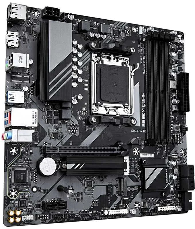 Pagrindinė plokštė „Gigabyte“ | B650M D3HP | Procesorių šeima AMD | Procesoriaus lizdas AM5 | DDR5 DIMM | Atminties lizdai 1 | Palaikomos standžiojo disko sąsajos SATA, M.2 | SATA jungčių skaičius 4 | Lustų rinkinys AMD B650 | „Micro ATX“