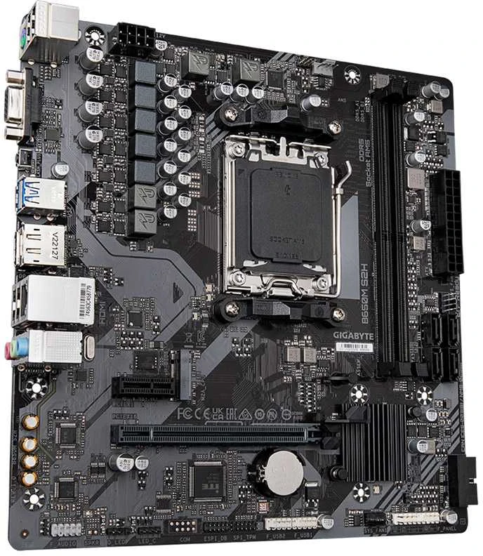 Pagrindinė plokštė „Gigabyte“ | B650M S2H 1.0 M/B | Procesorių šeima AMD | Procesoriaus lizdas AM5 | DDR5 DIMM | Atminties lizdai 2 | Palaikomos standžiojo disko sąsajos SATA | SATA jungčių skaičius 4 | Lustų rinkinys AMD B650 | Micro ATX