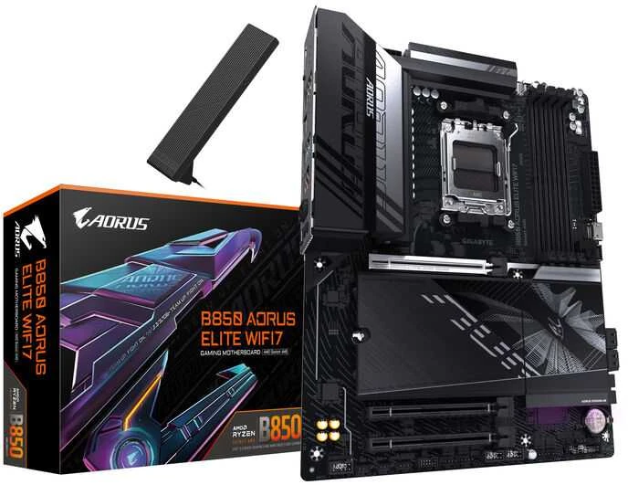 Pagrindinė plokštė „Gigabyte B850 A ELITE WF7“ | Procesorių šeima AMD | Procesoriaus lizdas AM5 | DDR5 | Palaikomos kietojo disko sąsajos SATA, M.2 | SATA jungčių skaičius 4