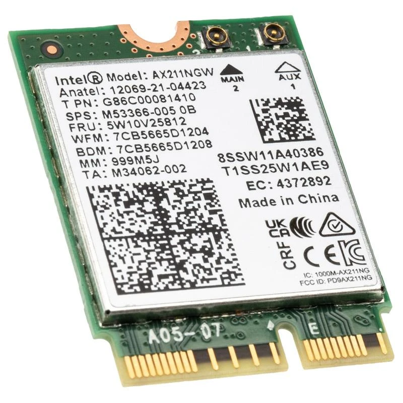 INTEL NIC WI-FI 6E AX211 2230 2x2 AX R2 6GHz + BT No vPro