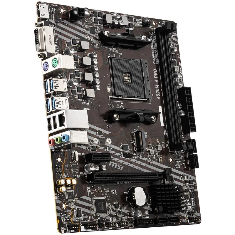 Pagrindinė plokštė MSI A520M-A PRO AM4 DDR4 1x M.2 4x SATA HDMI DVI-D M-ATX