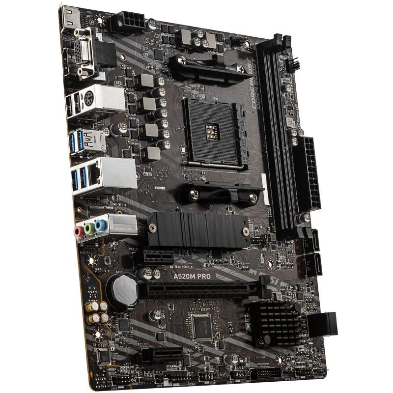 Pagrindinė plokštė MSI | A520M PRO | Processor family AMD | Processor socket AM4 | DDR4 | Atminties lizdai 2 | Chipset AMD A | Micro ATX