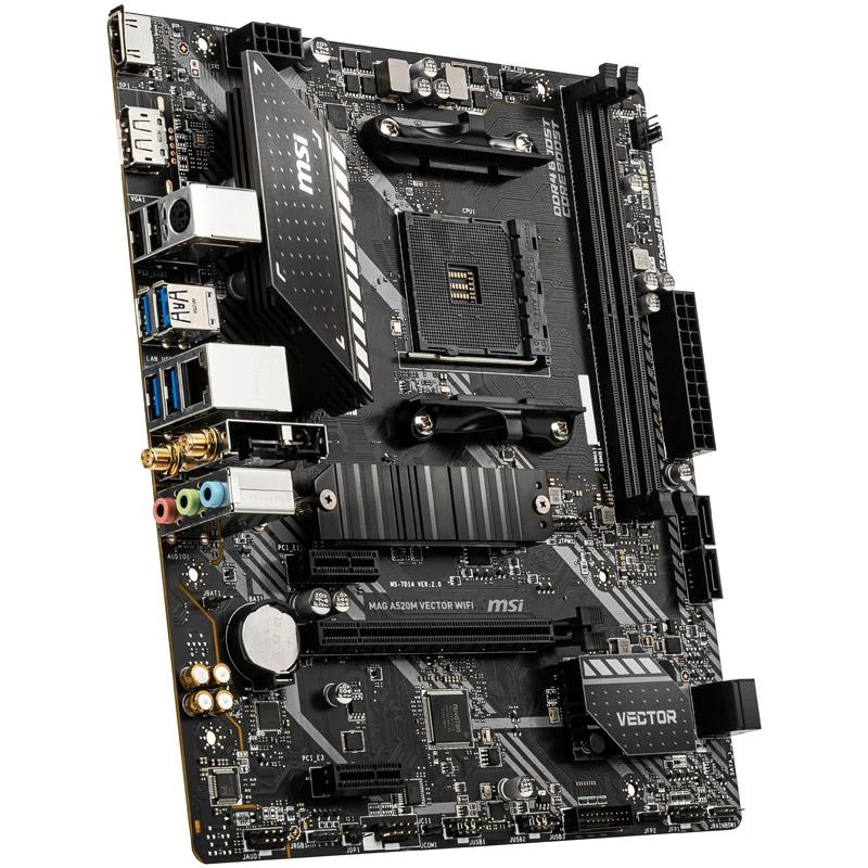 Pagrindinė plokštė MSI MAG A520M VECTOR WIFI AM4 DDR4 1xM.2 4xSATA HDMI DP M-ATX MB