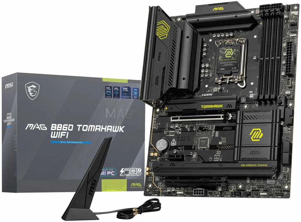 Pagrindinė plokštė MSI MAG B860 TOMAHAWK WIFI | Procesorių šeima Intel | Procesoriaus lizdas LGA1851 | DDR5 | Palaikomos standžiojo disko sąsajos SATA, M.2 | SATA jungčių skaičius 4