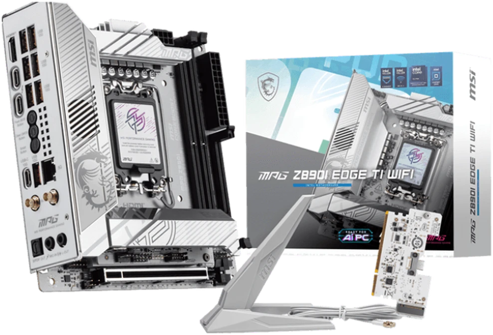 Pagrindinė plokštė MSI MPG Z890I EDGE TI WIFI | Procesorių šeima Intel | Procesoriaus lizdas LGA1851 | Palaikomos standžiojo disko sąsajos SATA, M.2 | SATA jungčių skaičius 2