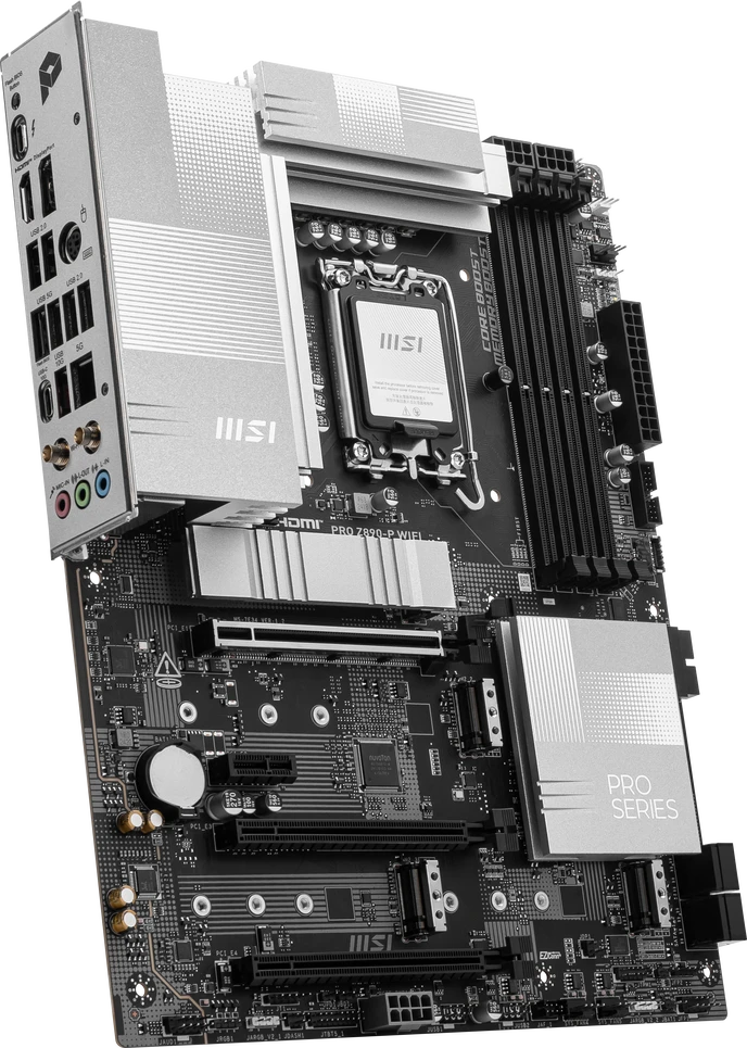 Pagrindinė plokštė MSI PRO Z890-P WIFI | Procesorių šeima Intel | Procesoriaus lizdas LGA1851 | DDR5 UDIMM | Palaikomos standžiojo disko sąsajos SATA, M.2 | SATA jungčių skaičius 4