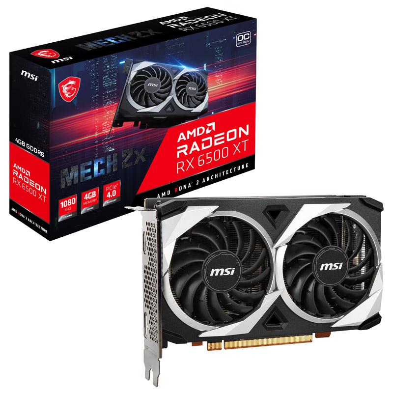 MSI Radeon RX 6500 XT MECH 2X 4G OC vaizdo plokštė – 4GB GDDR6 