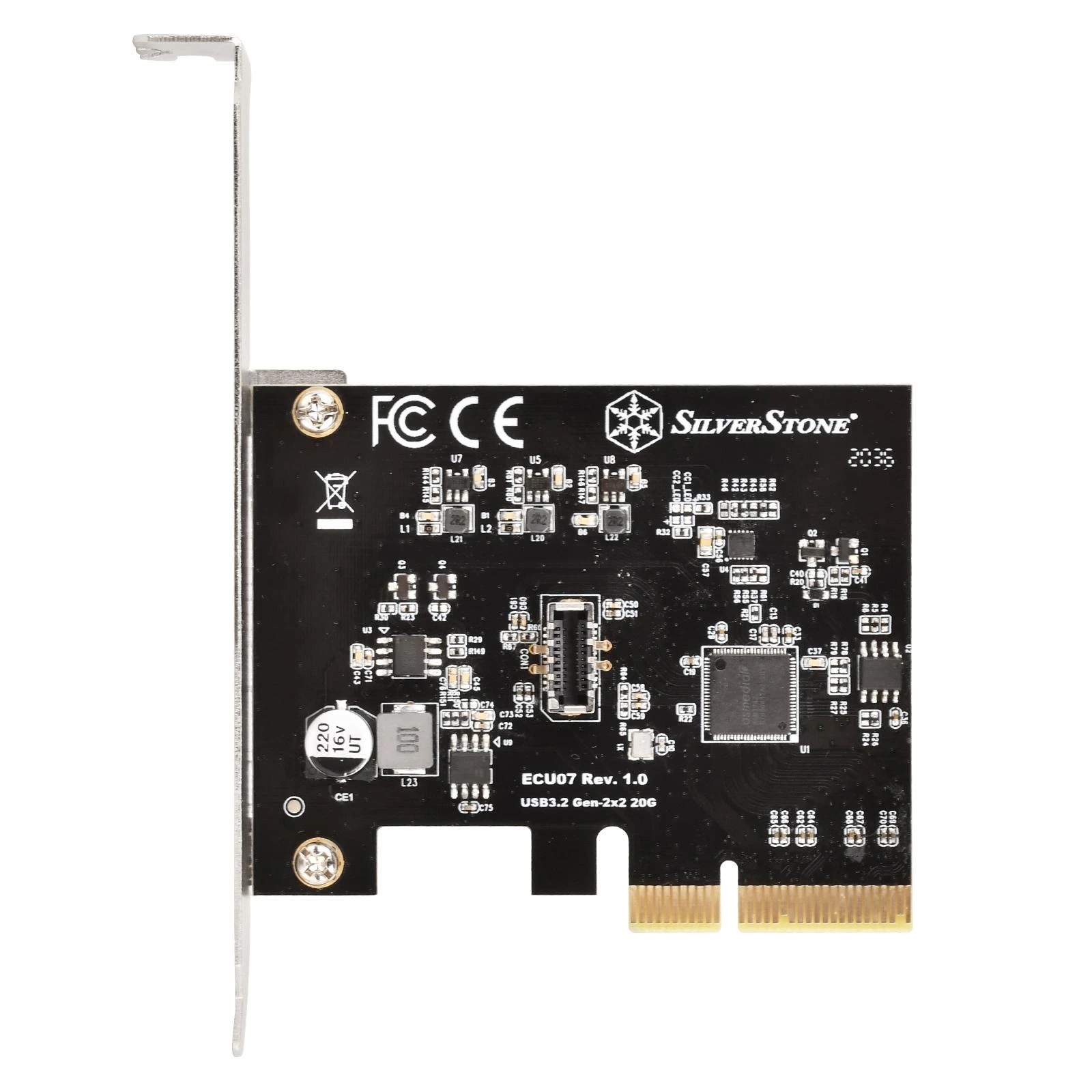 SilverStone PCIe išplėtimo plokštė su USB 3.2 20-pin jungtimi