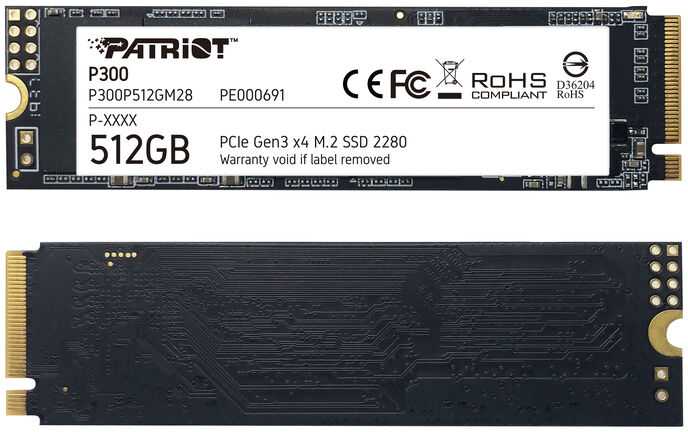 Kietasis vidinis diskas Patriot P300 M.2 PCIe Gen 3 x4 512GB SSD