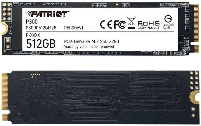 Kietasis vidinis diskas Patriot P300 M.2 PCIe Gen 3 x4 512GB SSD