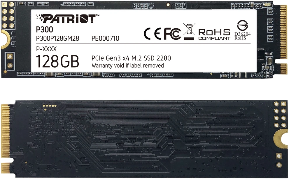 Kietasis vidinis diskas Patriot P300 M.2 PCIe Gen 3 x4 128GB SSD