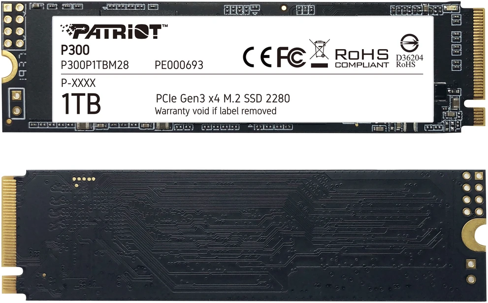 Kietasis vidinis diskas Patriot P300 M.2 PCIe Gen 3 x4 1TB SSD