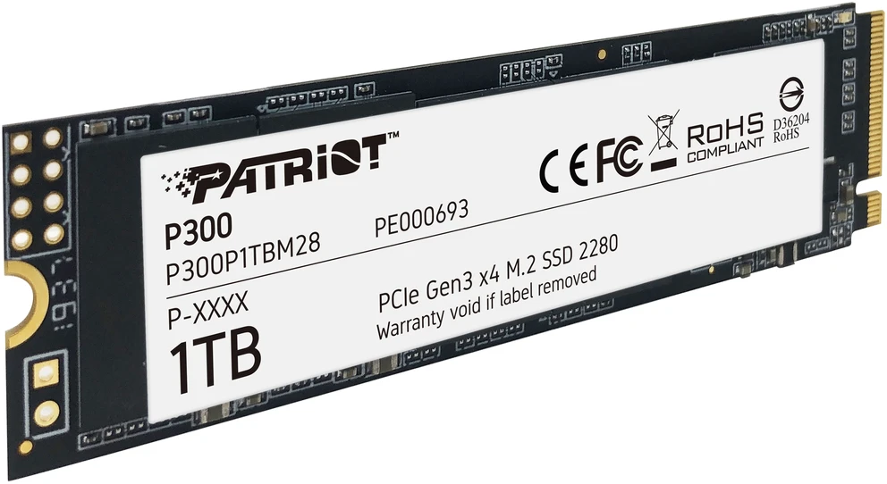 Kietasis vidinis diskas Patriot P300 M.2 PCIe Gen 3 x4 1TB SSD