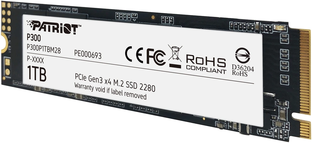 Kietasis vidinis diskas Patriot P300 M.2 PCIe Gen 3 x4 1TB SSD