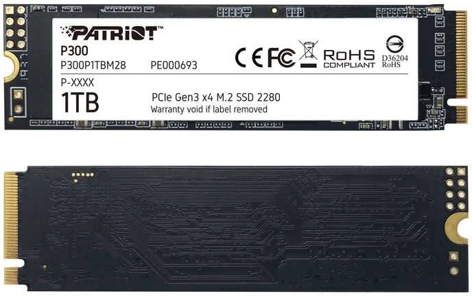 Kietasis vidinis diskas Patriot P300 M.2 PCIe Gen 3 x4 1TB SSD