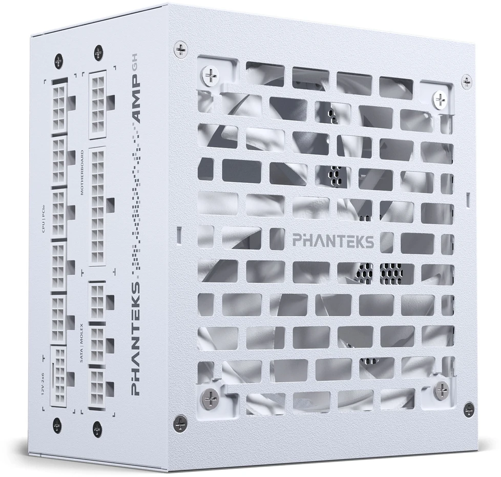 „Phanteks AMP GH 850W 80 PLUS Gold“ maitinimo šaltinis, PCIe 5.1, ATX 3.1 × 850 vatų, baltas