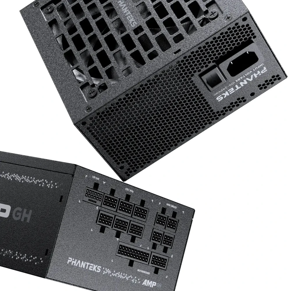 „Phanteks AMP GH V2 1200W 80 PLUS Platinum“ maitinimo šaltinis, PCIe 5.1, ATX 3.1 × 1200 vatų, juodas