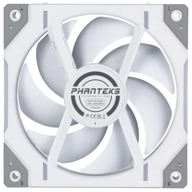 Phanteks D30 120mm baltas ventiliatorius su pilkais kampais