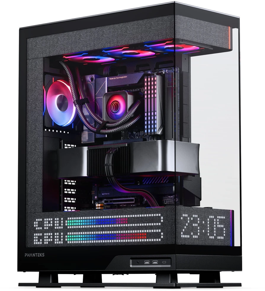 „Phanteks Evolv X2 Matrix“ kompiuterio korpusas, vidutinio bokšto tipo, E-ATX, grūdintas stiklas, „Matrix LED“ – Juodas