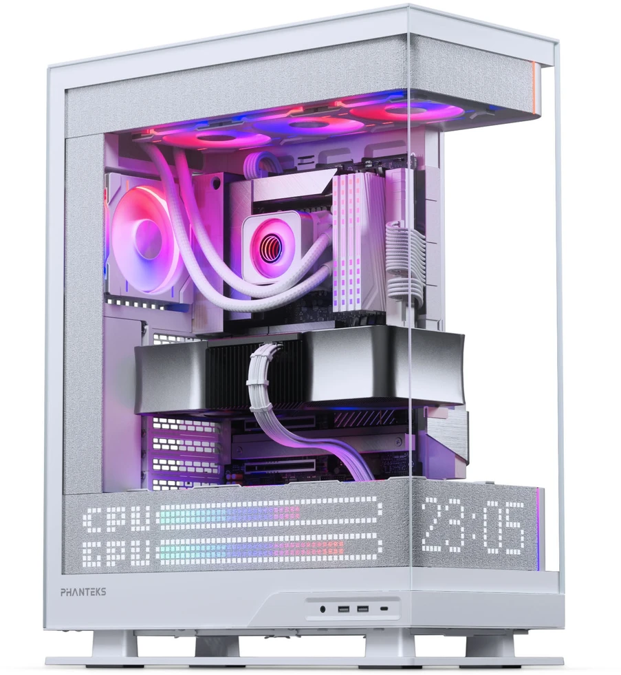 „Phanteks Evolv X2 Matrix“ kompiuterio korpusas, vidutinio bokšto tipo, E-ATX, grūdintas stiklas, „Matrix LED“ – Baltas