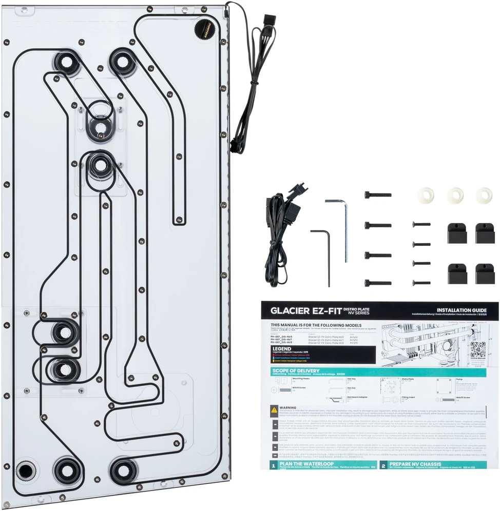 Phanteks Glacier EZ-Fit DIS-NV5 Distro Plate, integrated EZ-Fittings – juodas