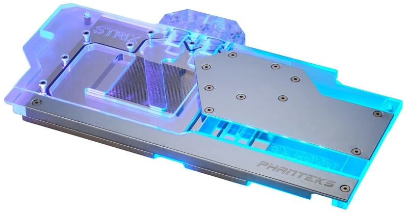 PHANTEKS Glacier G6000 STRIX GPU Vanduo Block, ASUS RX 6800/6900 Strix/TUF, D-RGB – sidabrinis
