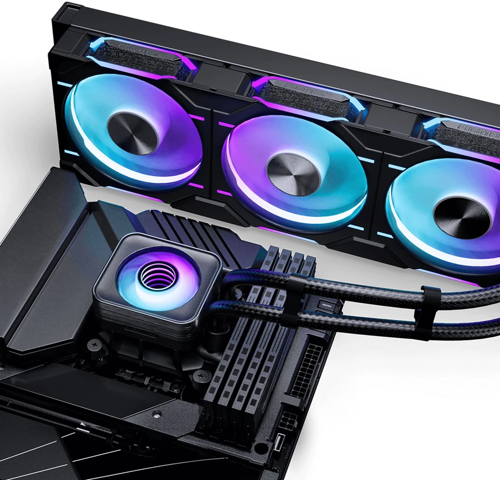 PHANTEKS Glacier One 360D30 X2 DRGB All-in-One Liquid Cooler – 360mm, juodos spalvos