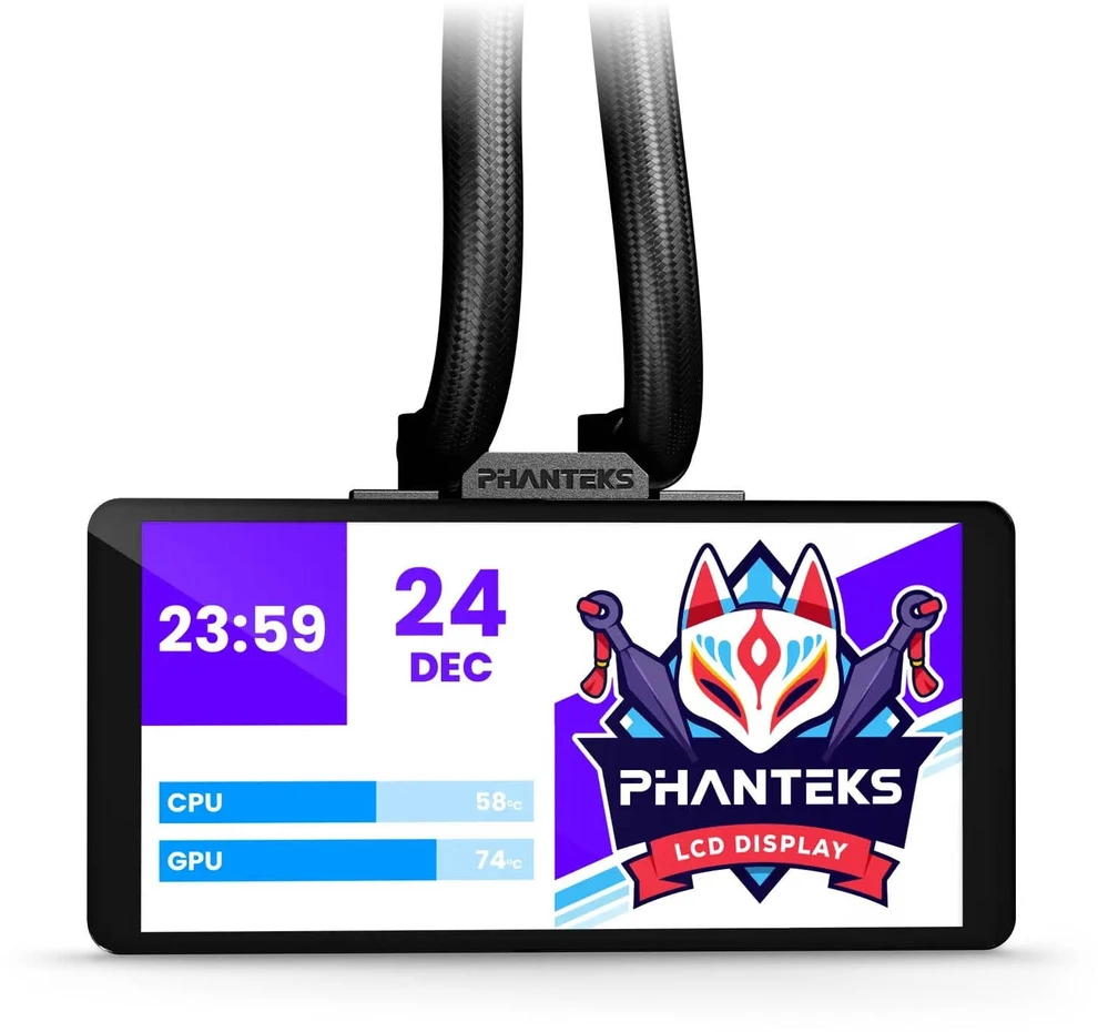 Phanteks Glacier One 360M25 LCD AiO Vanduo Cooling, 6-Inch Ekranas – 360mm, Juodas