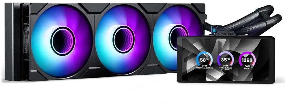 Phanteks Glacier One 360M25 LCD AiO Vanduo Cooling, 6-Inch Ekranas – 360mm, Juodas