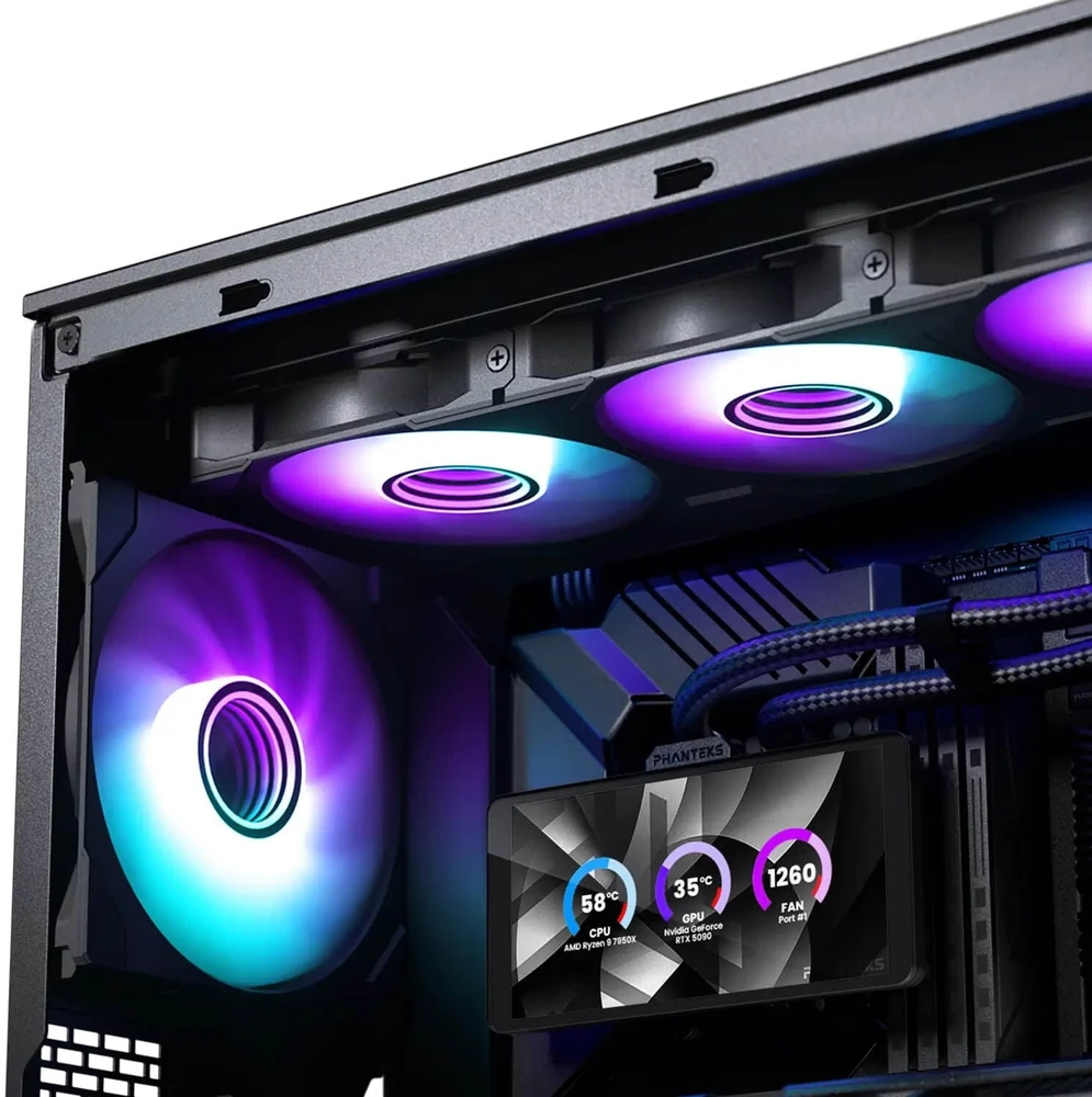 Phanteks Glacier One 360M25 LCD AiO Vanduo Cooling, 6-Inch Ekranas – 360mm, Juodas