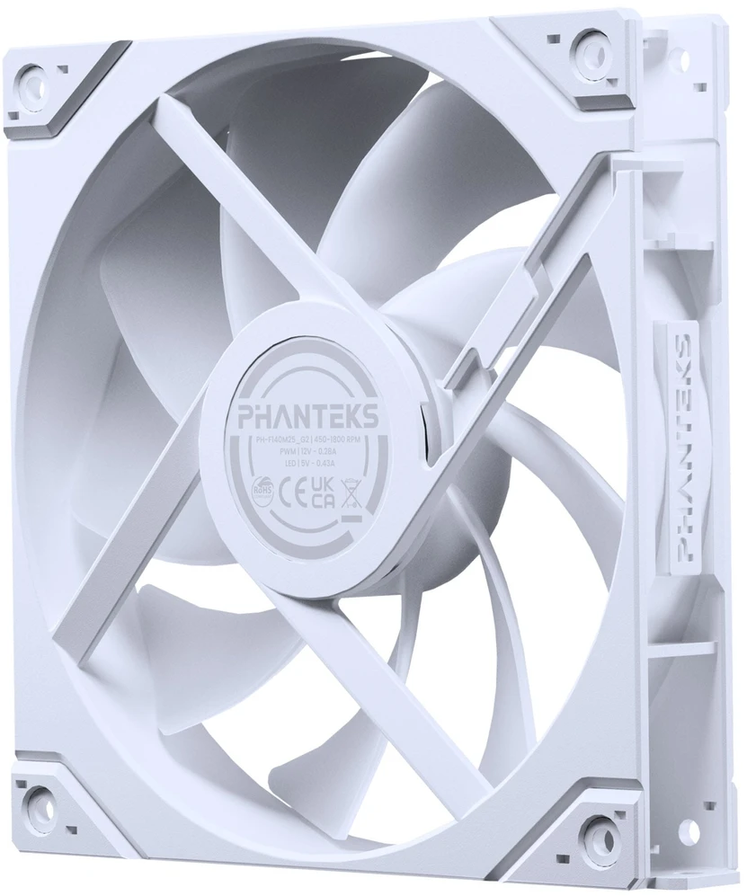 PHANTEKS M25 Gen2 PWM D-RGB korpuso ventiliatorius – 140mm, baltos spalvos