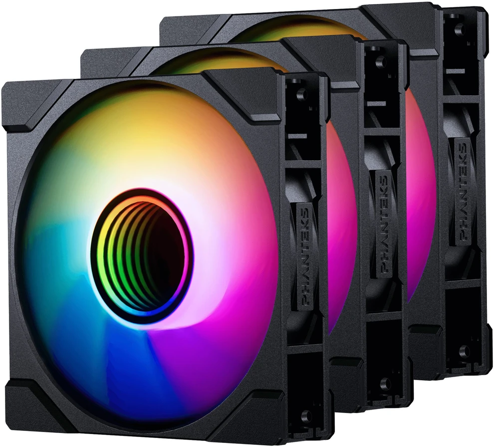 PHANTEKS M25 Gen2 PWM D-RGB korpuso ventiliatorius, 3er-Pack – Reverse Blade, 120mm, juodos spalvos