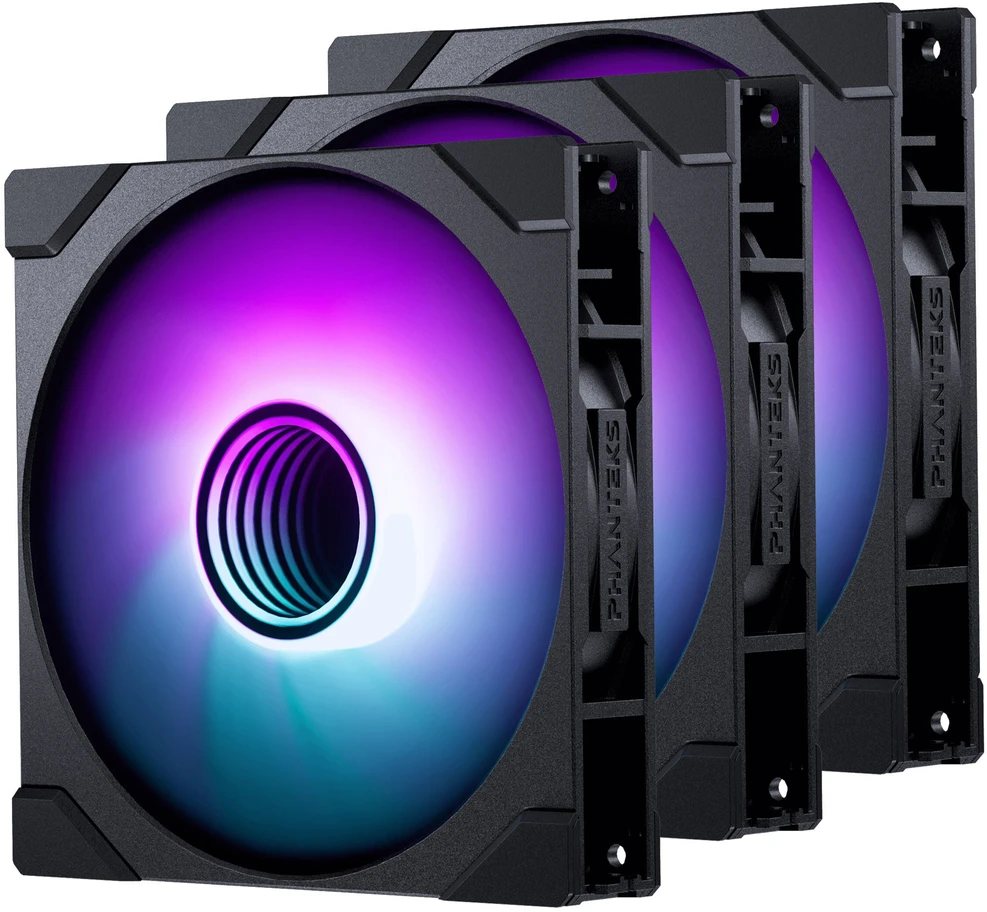 PHANTEKS M25 Gen2 PWM D-RGB korpuso ventiliatorius, 3er-Pack – 140mm, juodos spalvos