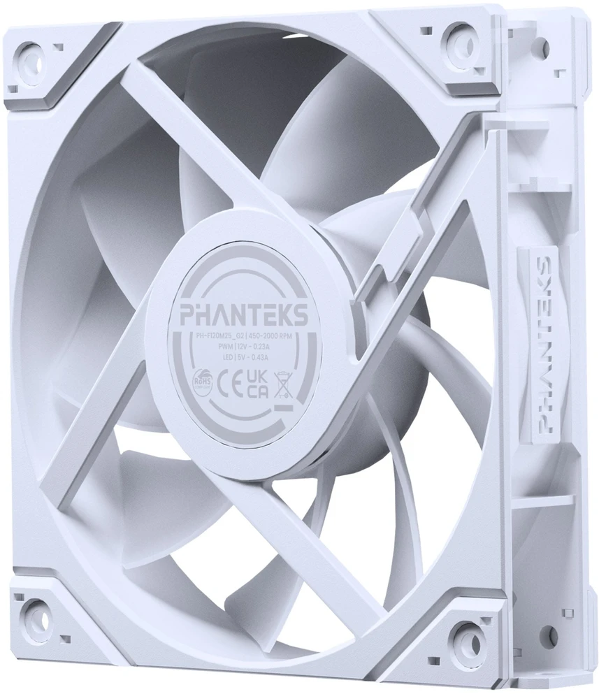 PHANTEKS M25 Gen2 PWM D-RGB korpuso ventiliatorius, 3er-Pack – 120mm, baltos spalvos