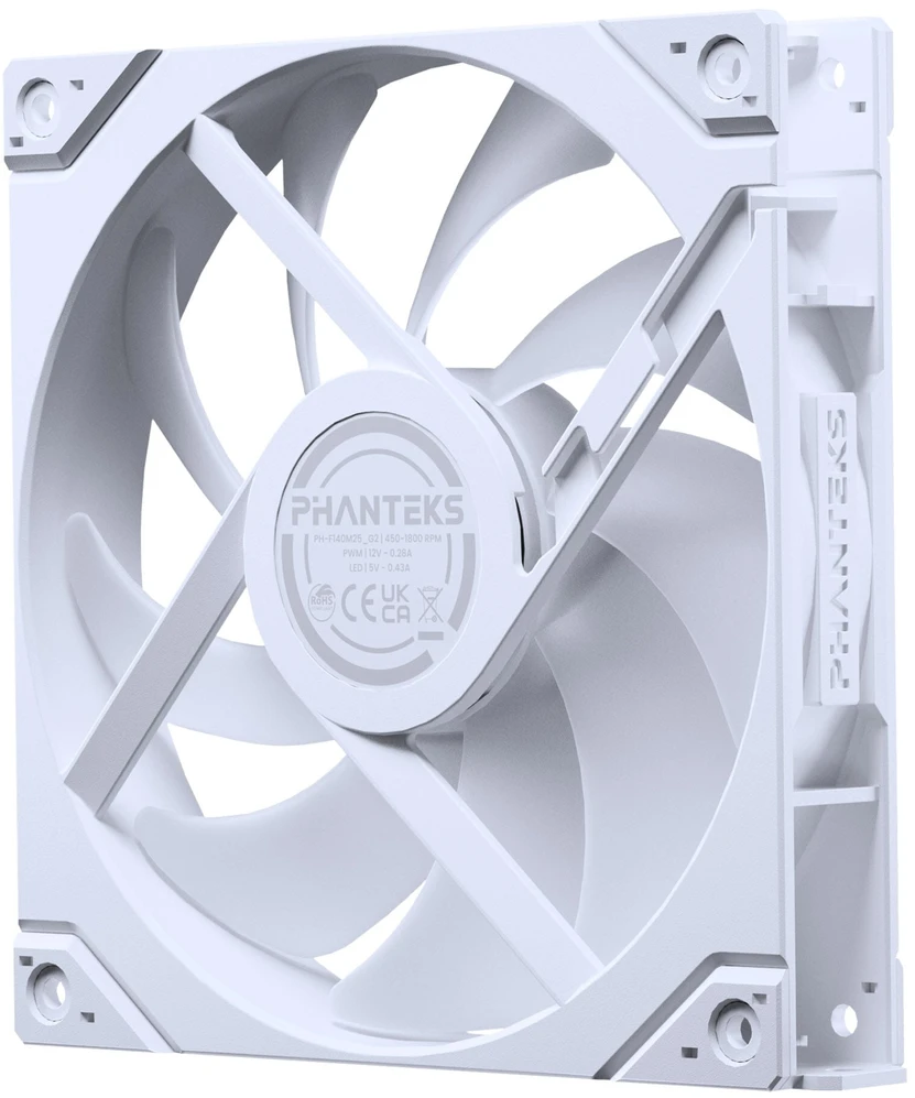 PHANTEKS M25 Gen2 PWM D-RGB korpuso ventiliatorius – Reverse Blade, 140mm, baltos spalvos