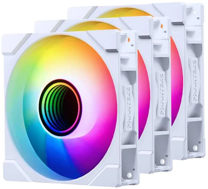 PHANTEKS NV-Serie NV5 MK2 ATX-Gehäuse, Tempered Glass, DRGB - Matte Baltas + 3er Pack M25 Gen2 PWM D-RGB Lüfter Reverse Blade + 1x Normal Fan - 120mm