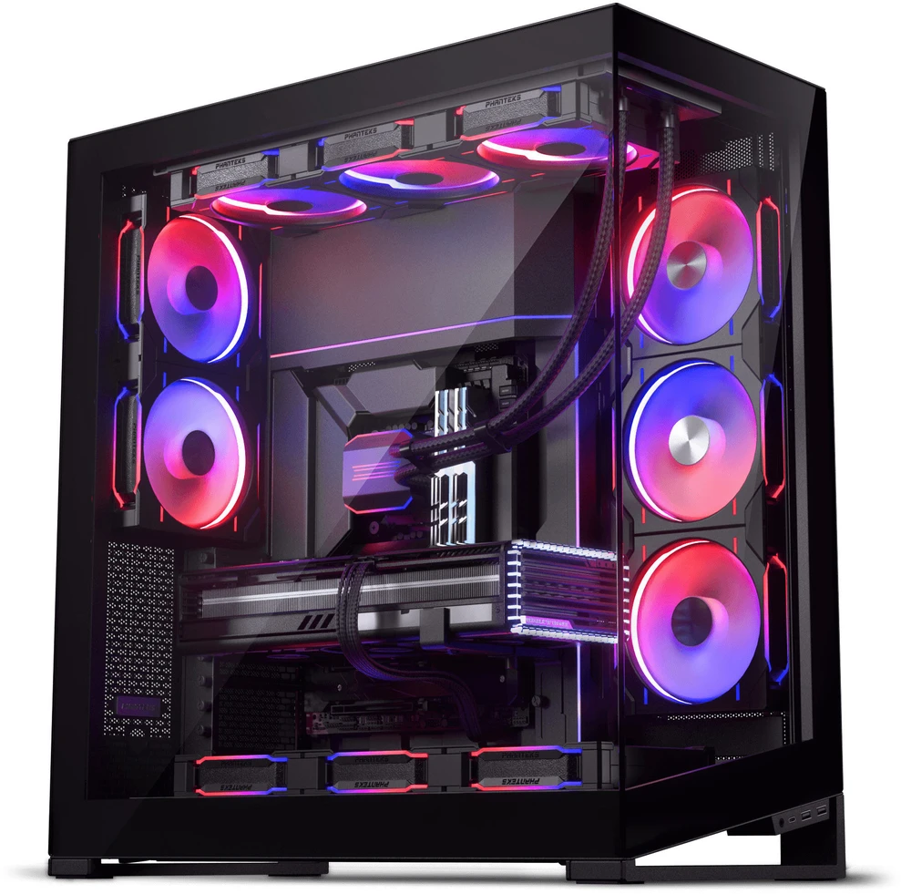 Phanteks NV9 E-ATX case, Tempered Glass, ARGB + D30 PWM Regular Airflow, D-RGB fan, 3-pack - 140mm, juodas