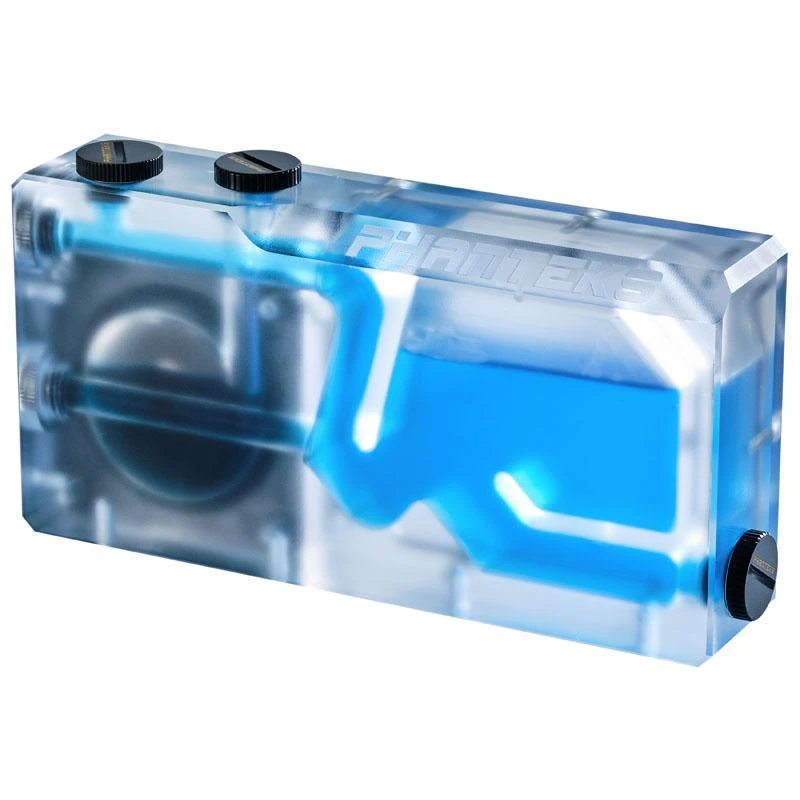 Phanteks R160C rezervuaras su mėlynu skysčiu