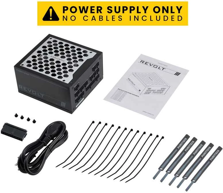 Phanteks Revolt 1000W Platinum, ATX 3.0, PCIe 5.0, fully modular – 1000 Watt, juodas
