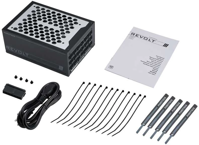 Phanteks Revolt 1600W Titanium, ATX 3.0, PCIe 5.0, fully modular - 1600 Watt, juodos spalvos