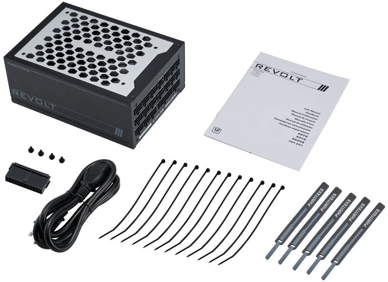 Phanteks Revolt 1600W Titanium, ATX 3.0, PCIe 5.0, fully modular - 1600 Watt, juodos spalvos