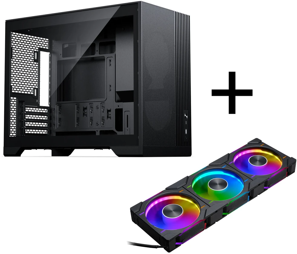 PHANTEKS XT M3 PC Case, Mini Case + D30 PWM Regular Airflow D-RGB Fans, Pack of 3, Juodas