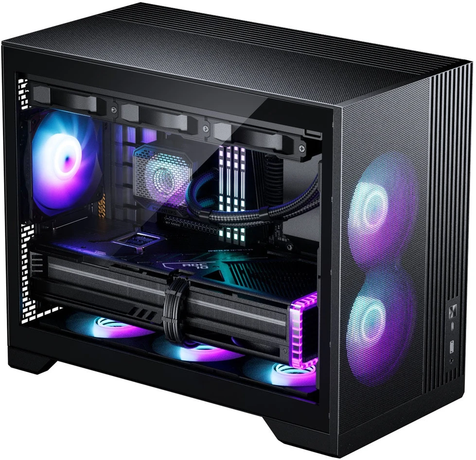 „Phanteks XT M3“ kompiuterio korpusas, mini korpusas, mATX, RGB, grūdintas stiklas · įskaitant 3 x 120 mm ventiliatorius, Juodas