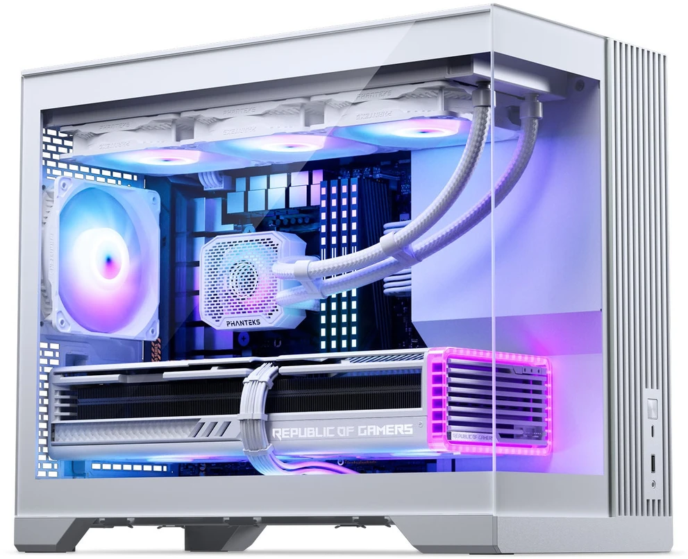 „Phanteks XT V3“ kompiuterio korpusas, mini korpusas, mATX, grūdintas stiklas · įskaitant 3 x 120 mm ventiliatorius, „Baltas“