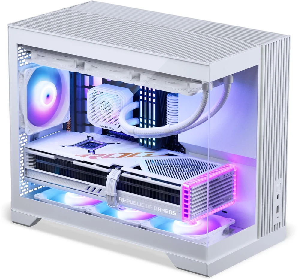 „Phanteks XT V3“ kompiuterio korpusas, mini korpusas, mATX, grūdintas stiklas · įskaitant 3 x 120 mm ventiliatorius, „Baltas“