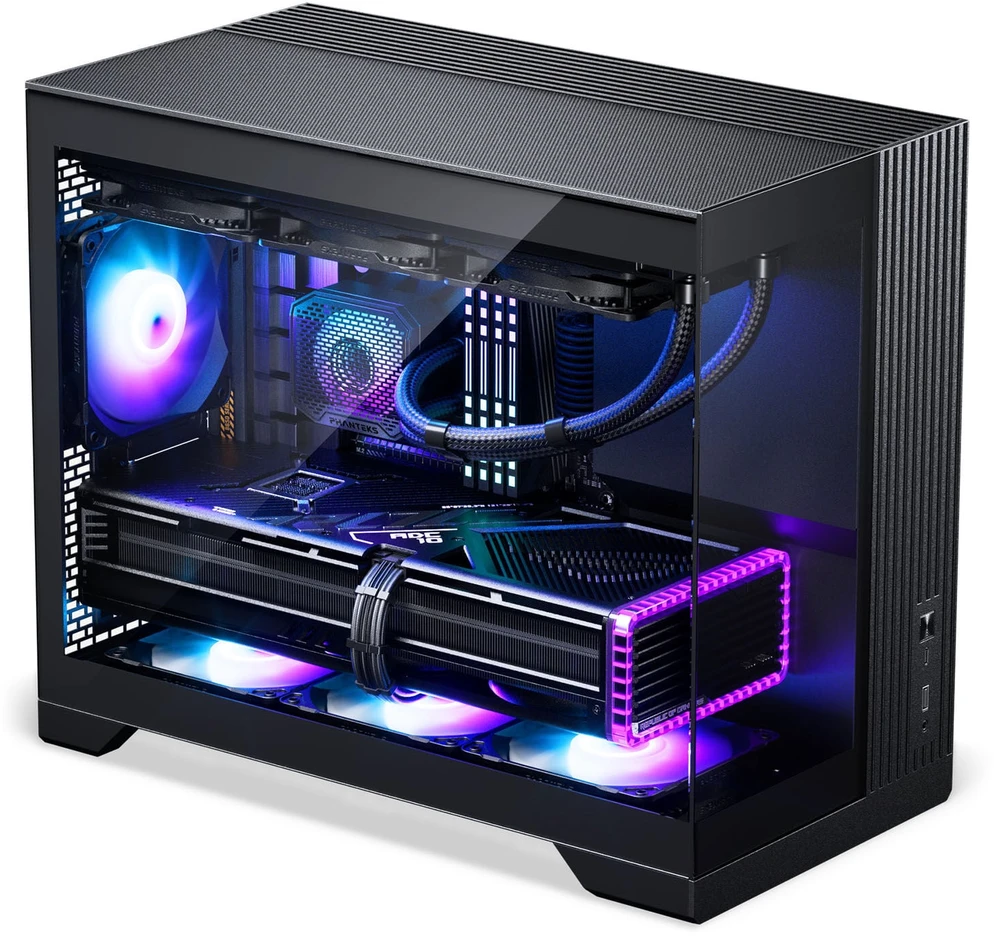 „Phanteks XT V3“ kompiuterio korpusas, mini korpusas, mATX, grūdintas stiklas · įskaitant 3 x 120 mm ventiliatorius, Juodas