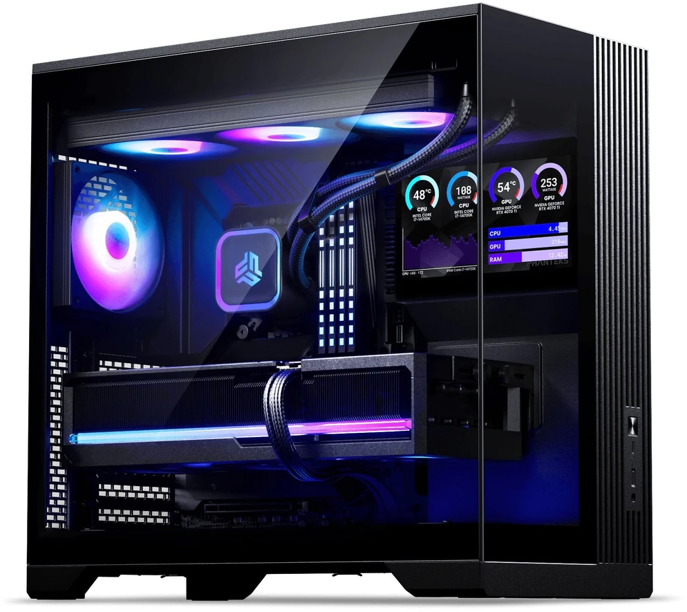 Phanteks XT V5 LCD PC Case, Mid-Tower, ATX, 7-Inch LCD, Tempered Glass – Juodas